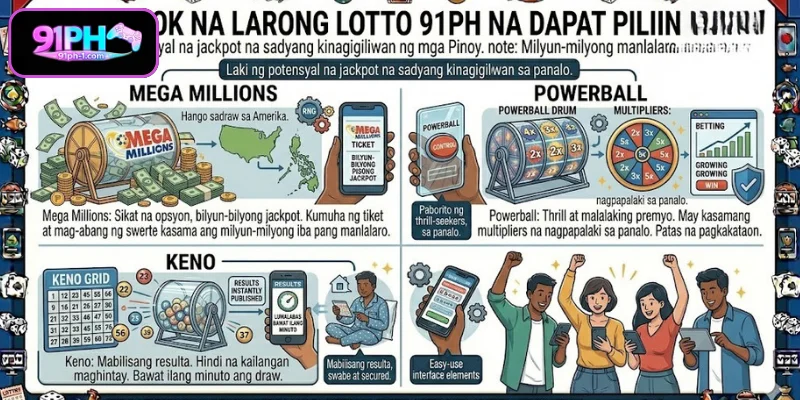Ilang inirerekomendang laro sa Lotto 91PH
