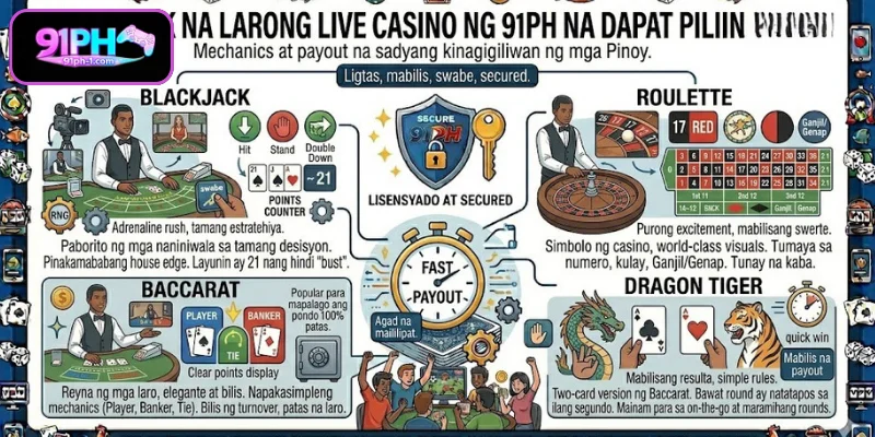 Ilang Laro sa Live Casino ng 91PH na Sulit Laruin