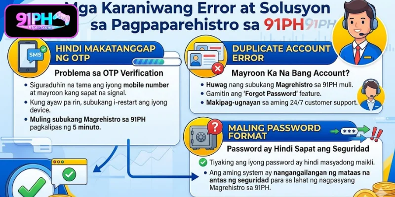 Mga Error at Solusyon Kapag Nagparehistro sa 91PH