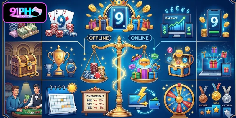 Pagsusuri sa Pagkakaiba ng Kita at Bonus sa Lucky 9 offline vs online
